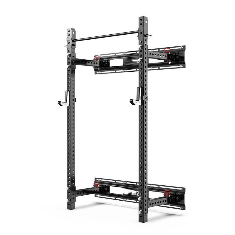 800 Pounds Folding Wall Mounted Squat Rack Power Rack with Pull Up Bar, J Hooks