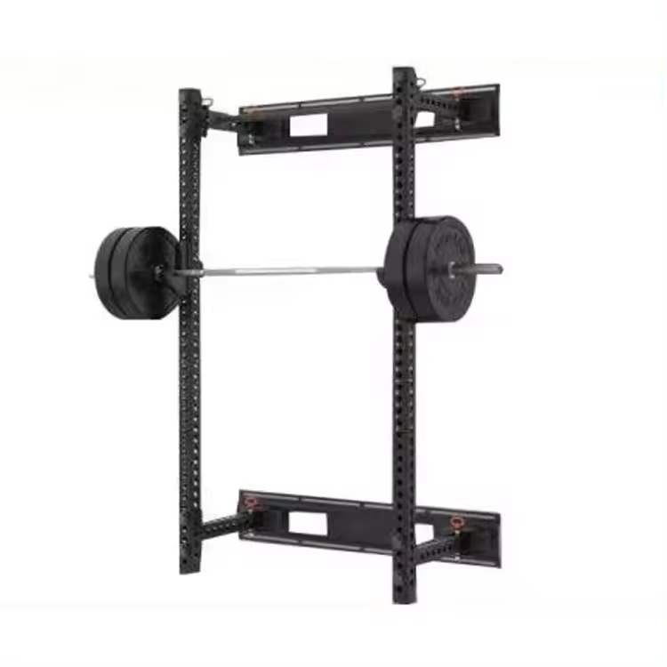 800 Pounds Folding Wall Mounted Squat Rack Power Rack with Pull Up Bar, J Hooks