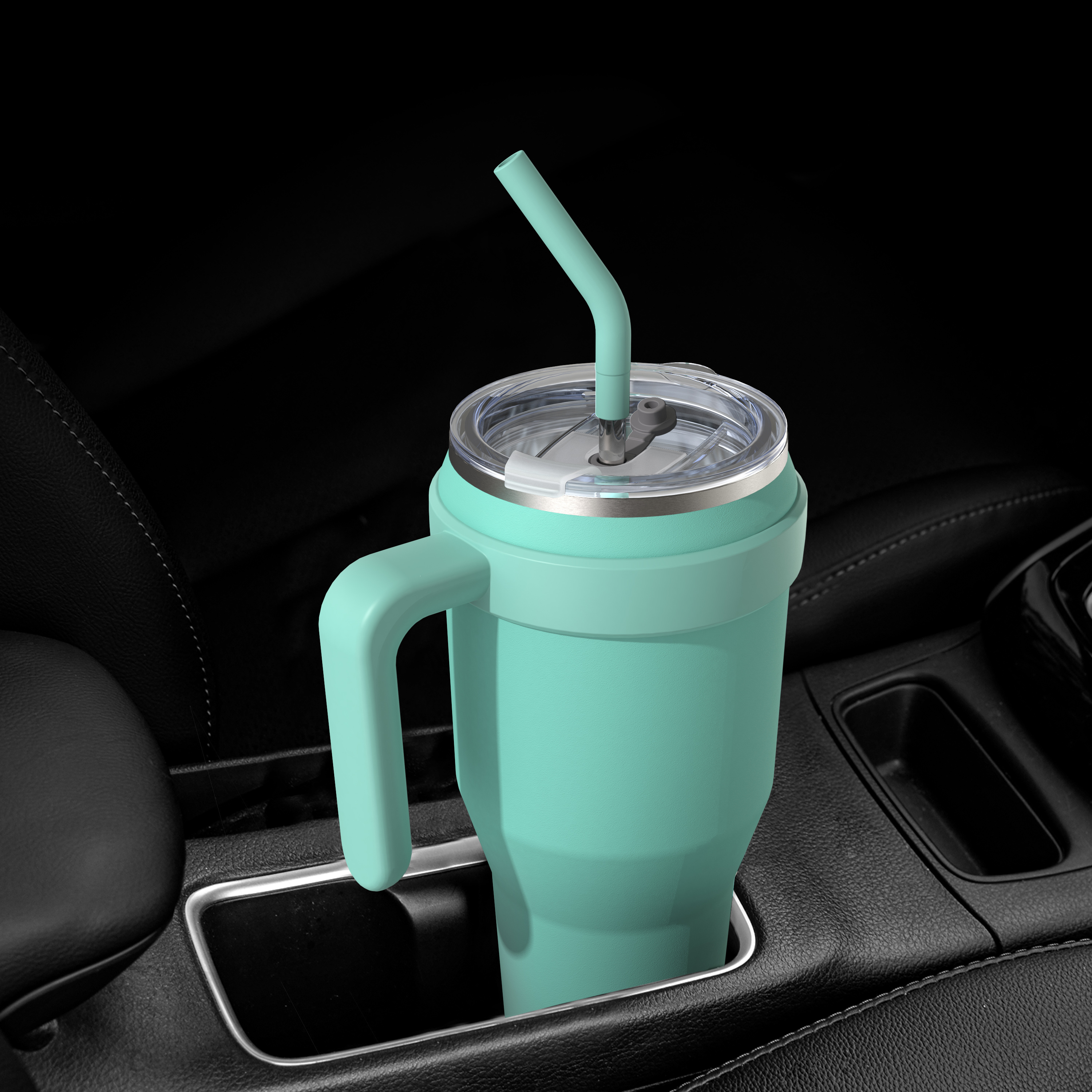 New Stainless Steel 40 Oz Car Cup Large Capacity Vacuum Insulation Cup Mug Portable 40oz Tumbler with Handle and Straw Lid