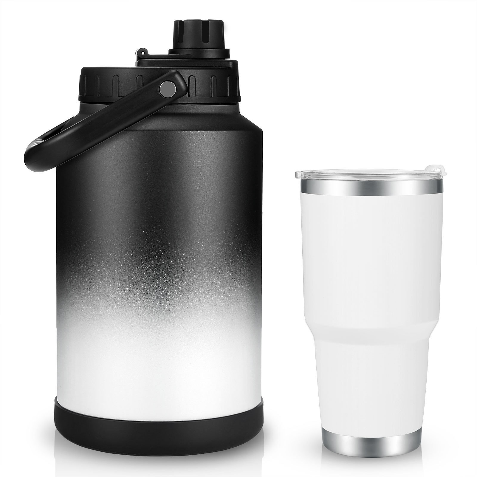 Water Bottle 128 oz Gallon Jug Large Stainless Steel Wide Mouth Flask Suitable Sports Gym BPA Free