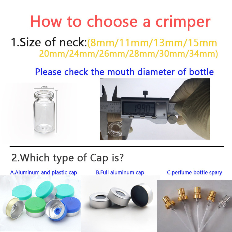 Aijiren manual AJRC20-II crimper 8mm 11mm 13mm 15mm 18mm 20mm 32mm for crimp neck vial and perfume bottle