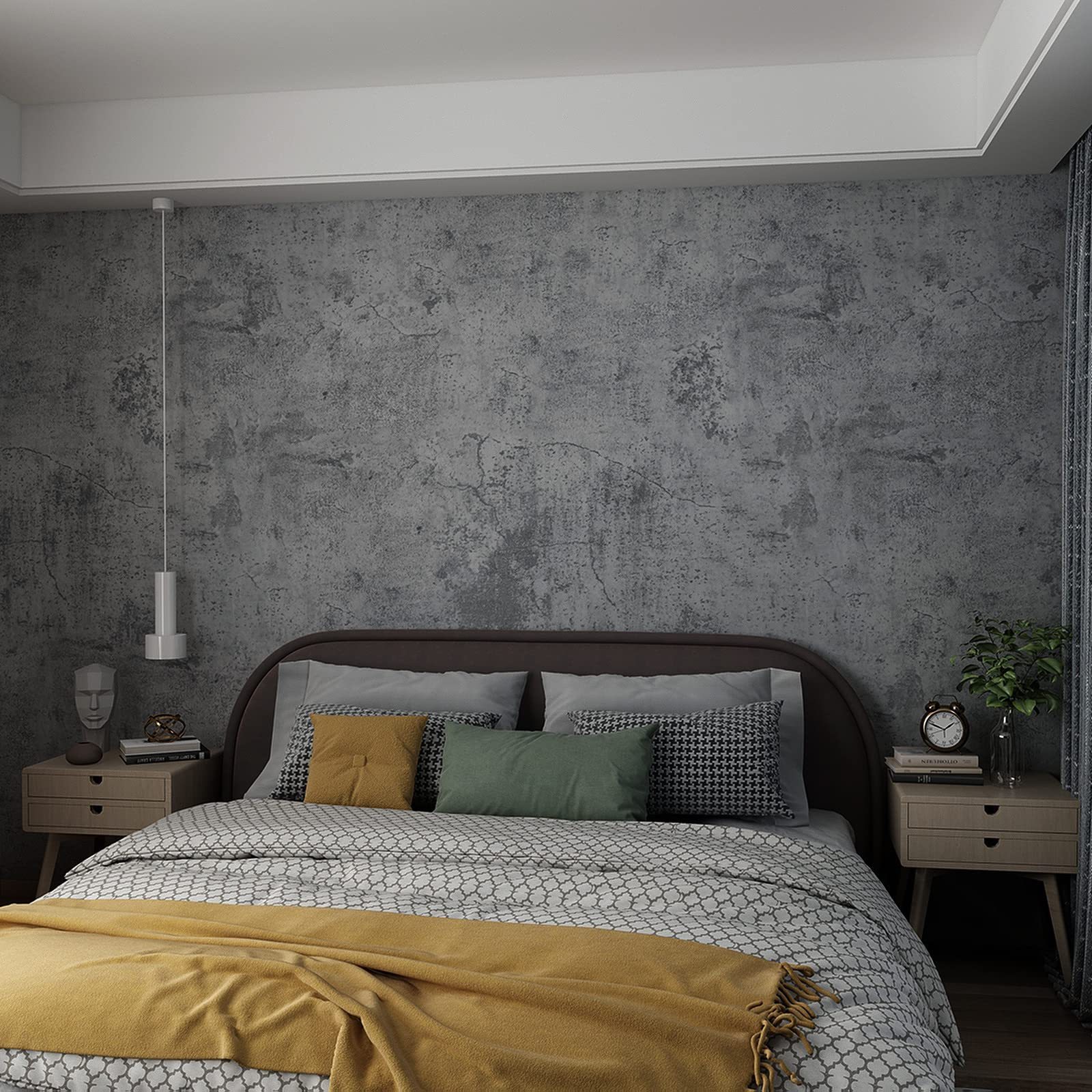 Grey Concrete Contact Paper 3D Thick Cement Wallpaper Peel and Stick Vinyl Textured Removable Adhesive Sticky Wall Tile Sticker