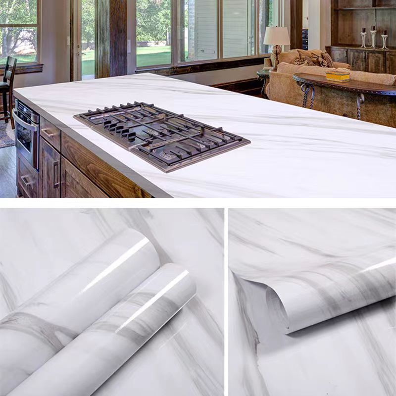 Hot selling White marble Waterproof Self-adhesive Wallpaper Roll Peel and Stick Wallpaper for Kitchen home decor