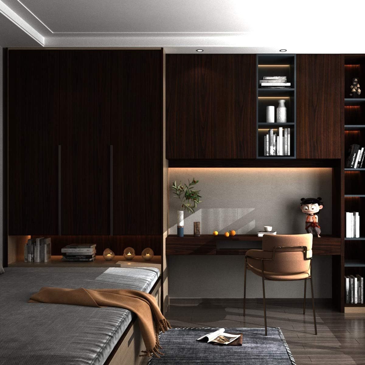 Dark Brown Wood Grain Wallpaper Faux Walnut Wood Self adhesive Wood Stickers for Furniture Waterproof Wallpaper