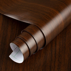 Dark Brown Wood Grain Wallpaper Faux Walnut Wood Self adhesive Wood Stickers for Furniture Waterproof Wallpaper