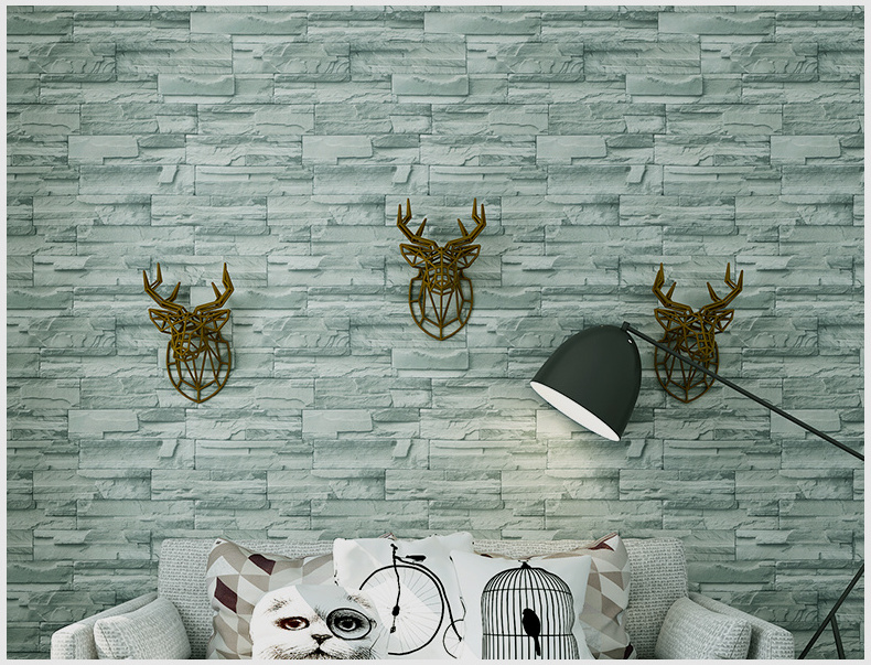 White Stone Sticker Roll 3D Brick PVC Self Adhesive Peel And Stick Wallpaper For Home Decoration