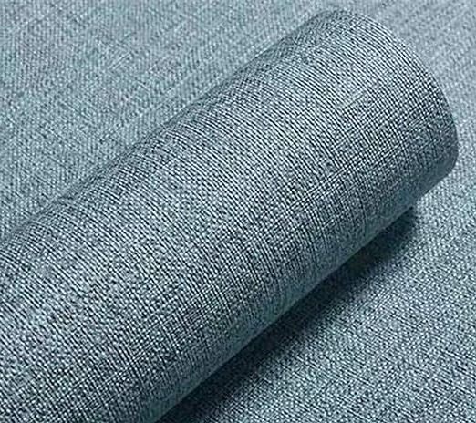 Hot selling Textured Fabric Blue Linen Wallpaper Peel and Stick Self-Adhesive Removable Waterproof Wallpaper for Wall Cabinets