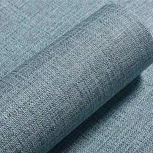 Hot selling Textured Fabric Blue Linen Wallpaper Peel and Stick Self-Adhesive Removable Waterproof Wallpaper for Wall Cabinets