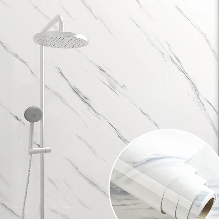 Stocks Wall Paper Waterproof PVC 3D Marble Self Adhesive Wallpaper Roll Contact Paper In The Kitchen Bathroom