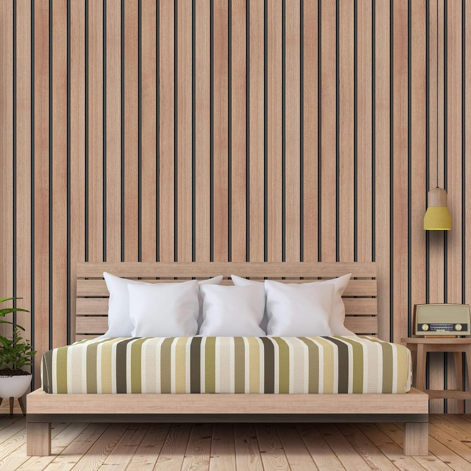 Hot selling 3D Slat Wood Wallpaper Peel and Stick Self-Adhesive Vinyl Removable Wallpaper for Wall Decor Bedroom