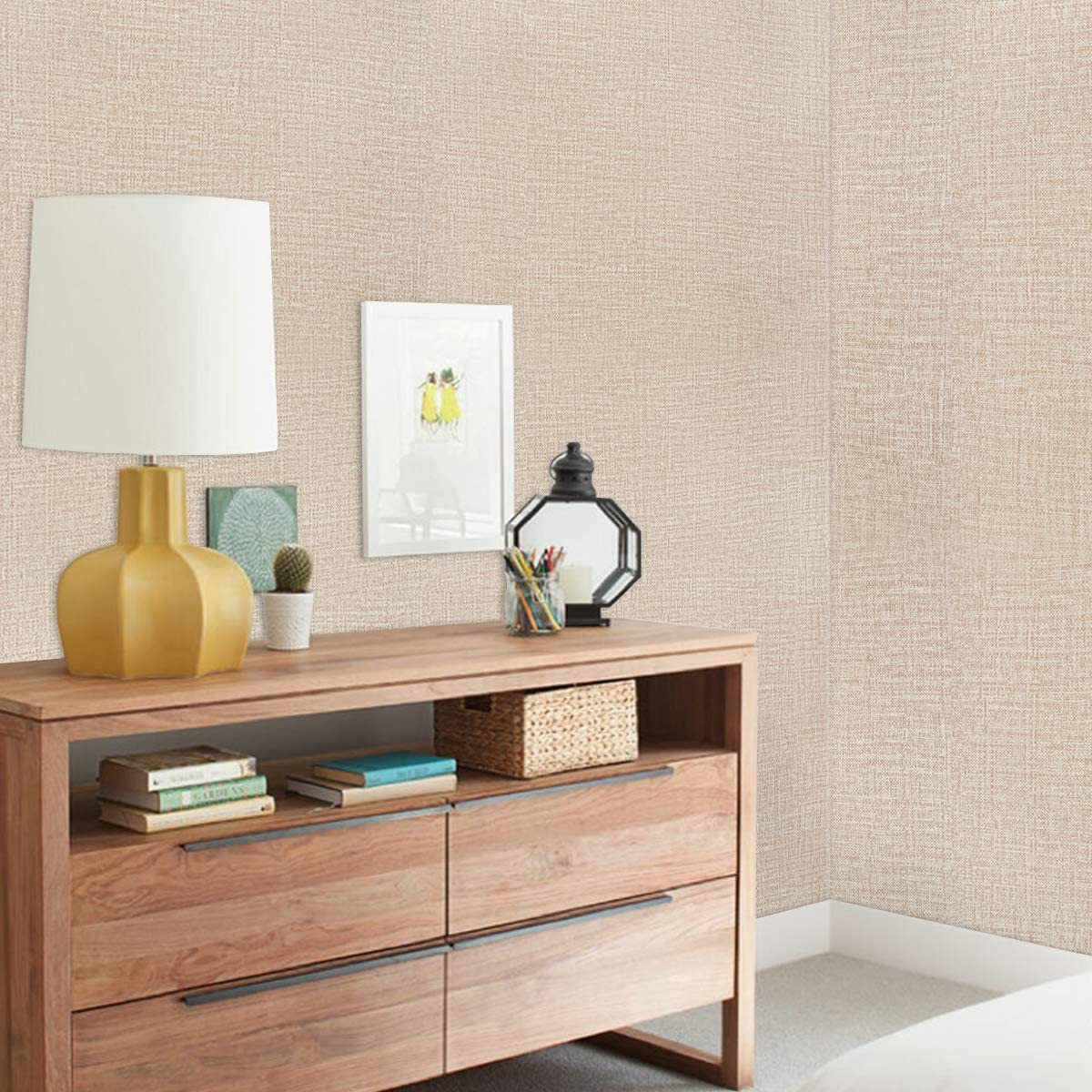 OEM ODM Beige Elegant 3D Linen Texture Peel And Stick Wall Paper Decor Pvc Self Adhesive Wallpaper For Bedroom Living Room