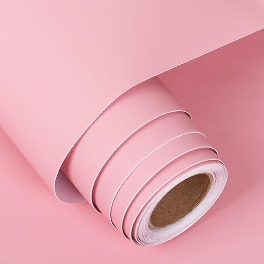 Solid Pink Wallpaper Pink Peel and Stick Wallpaper PVC Self Adhesive Thick Waterproof Removable Wall Paper for Girls Bedroom