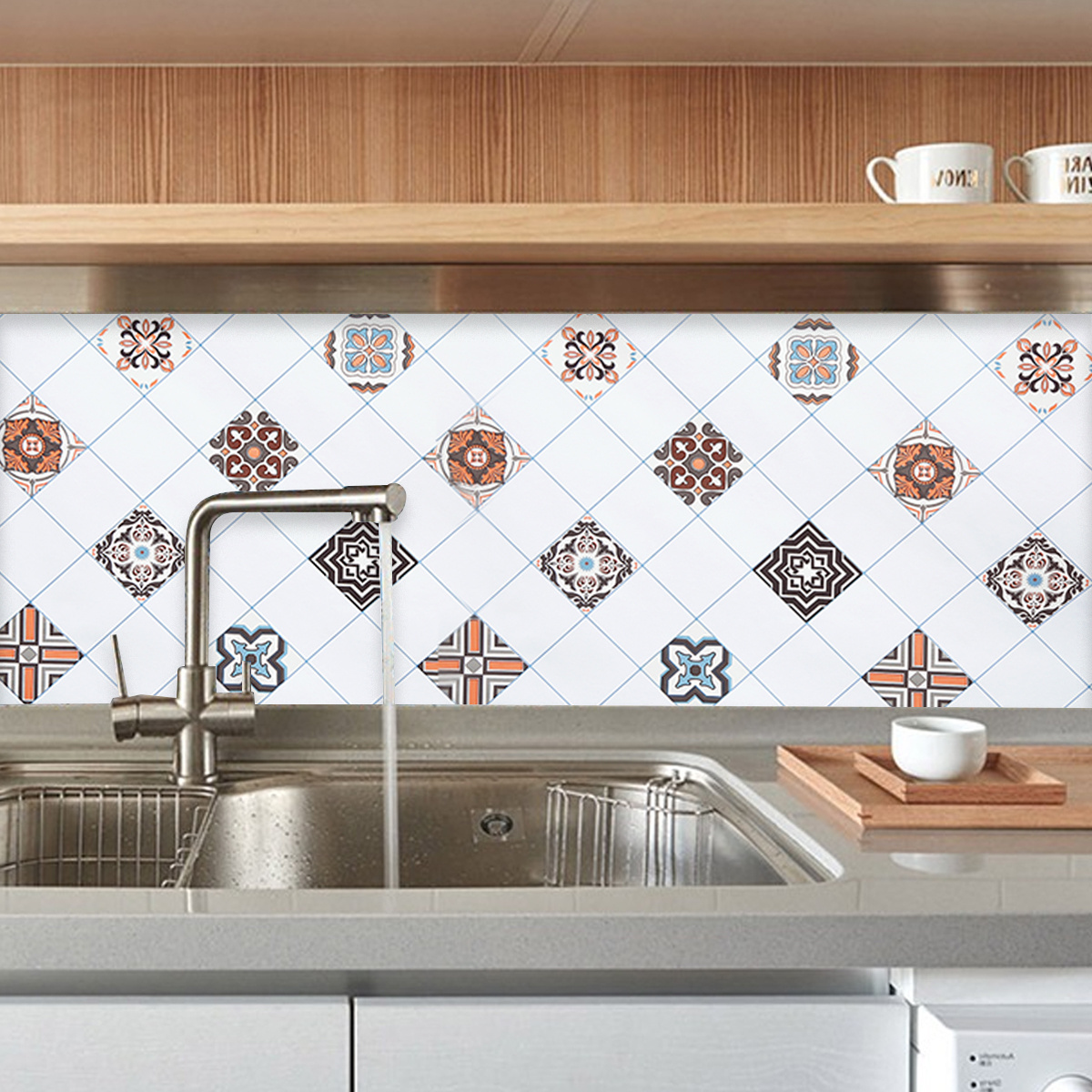 Custom Abstract Pattern Bright Colour Pvc Self Adhesive Flim Stick Wallpaper For Kitchen Room Veranda Cabinet Decoration