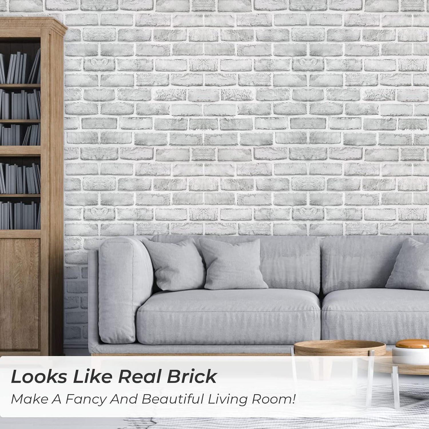 3D Brick White Gray Removable Wallpaper Peel and Stick Self Adhesive Brick for Bedroom Backsplash Laundry Room Accent Walls