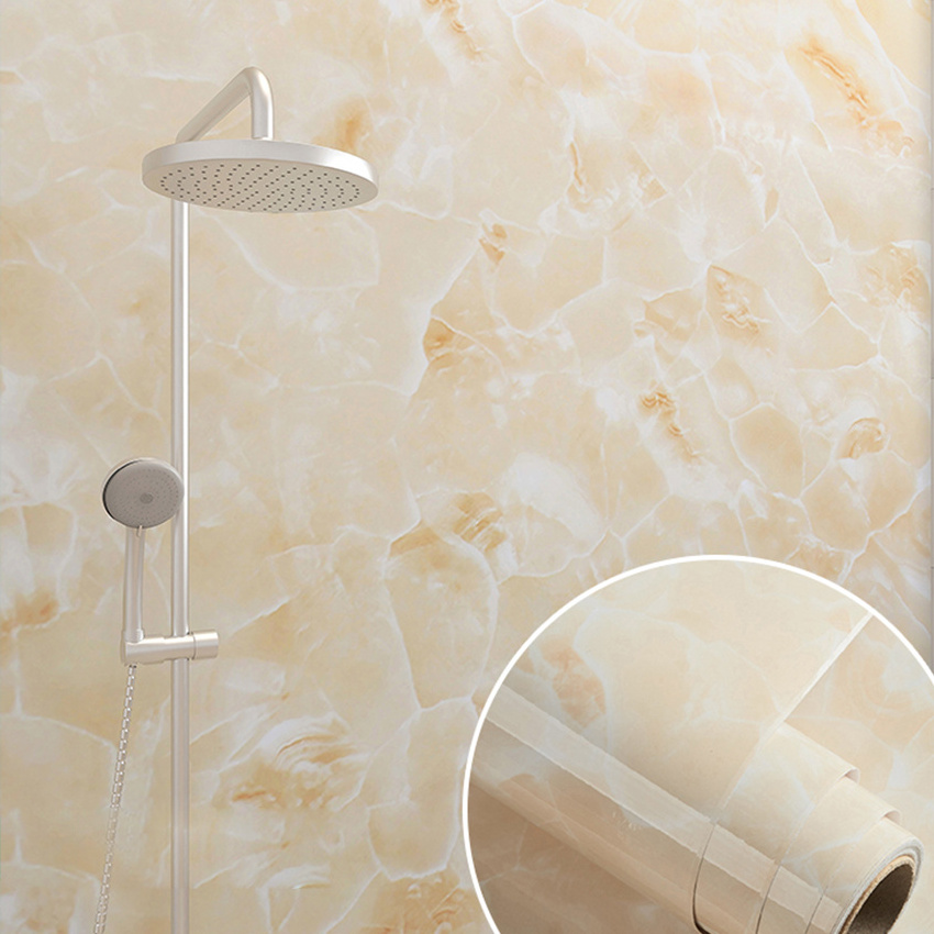 Stocks Wall Paper Waterproof PVC 3D Marble Self Adhesive Wallpaper Roll Contact Paper In The Kitchen Bathroom