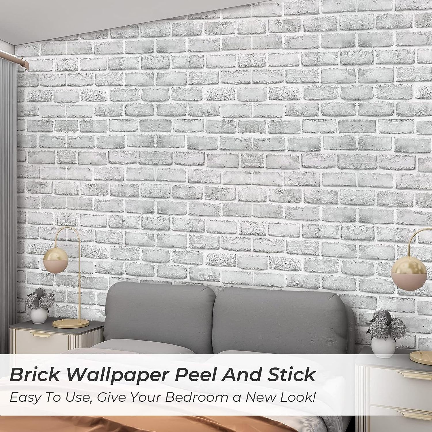 3D Brick White Gray Removable Wallpaper Peel and Stick Self Adhesive Brick for Bedroom Backsplash Laundry Room Accent Walls