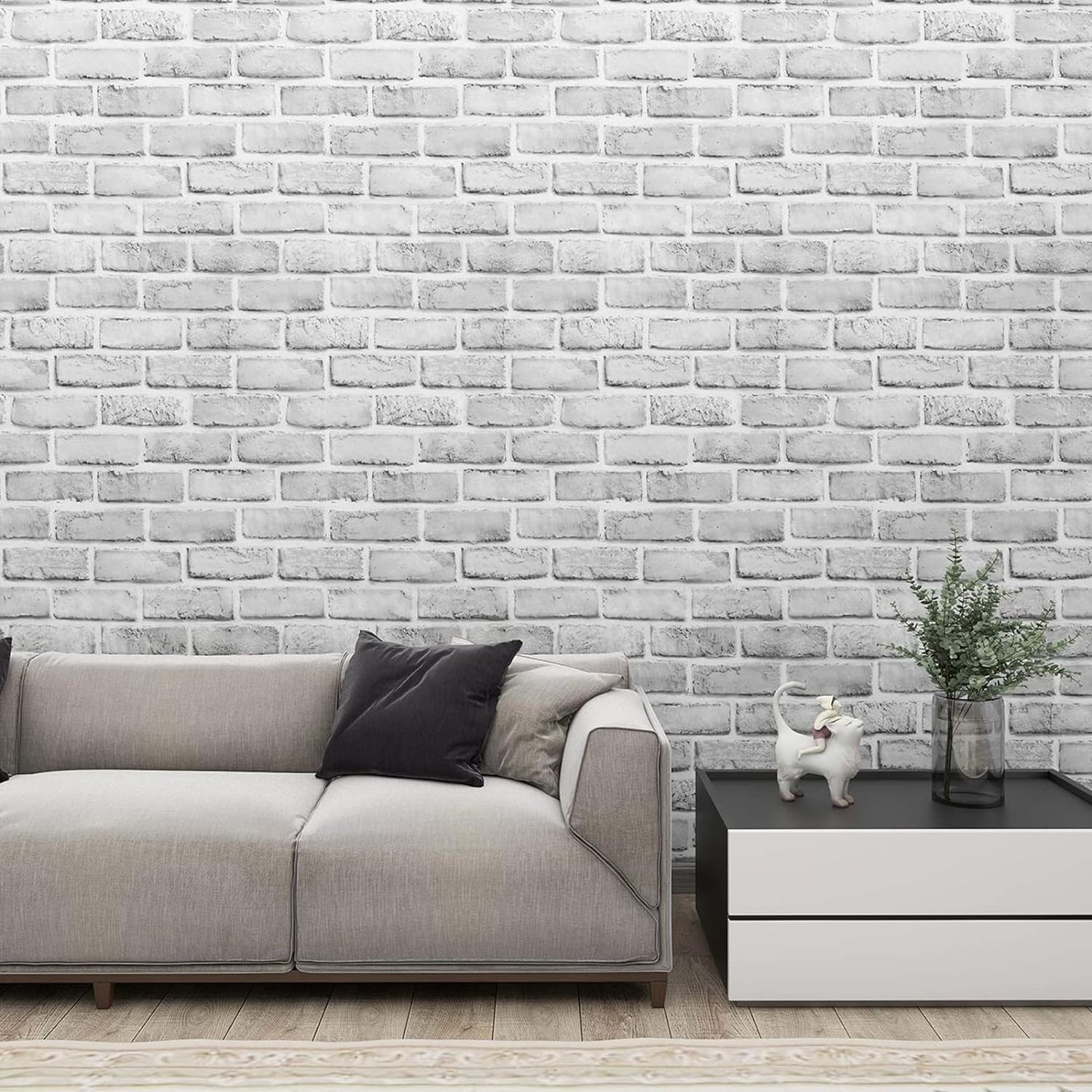 3D Brick White Gray Removable Wallpaper Peel and Stick Self Adhesive Brick for Bedroom Backsplash Laundry Room Accent Walls