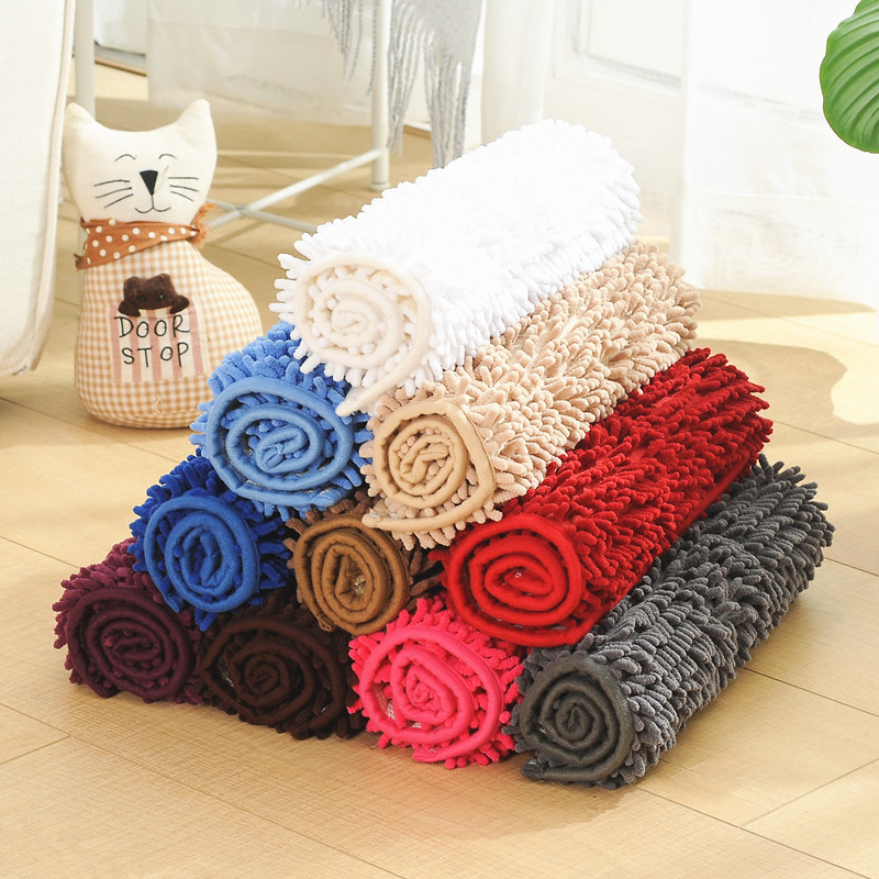 Wholesale Anti-slip Water Absorbent Thicken Chenille Plush Bath Pad Mat