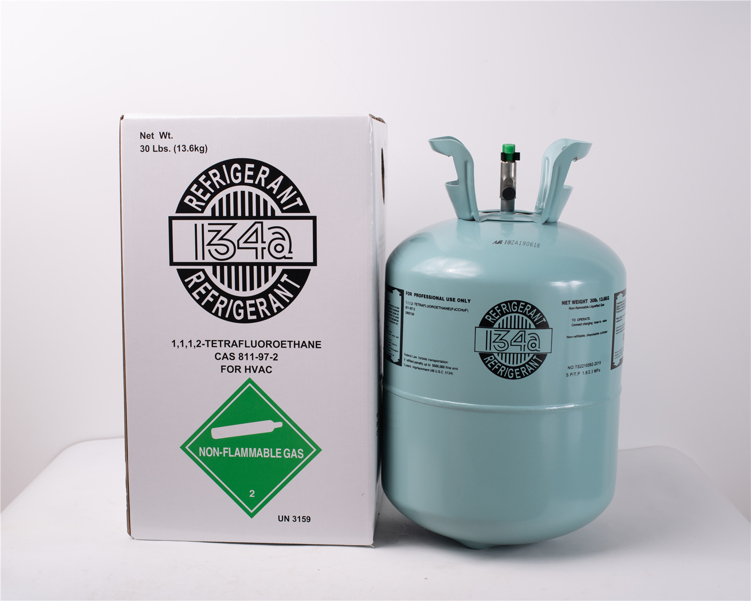 30LBS R134a refrigerant gas cylinder High purity 13.6kg 134a refrigerant gas