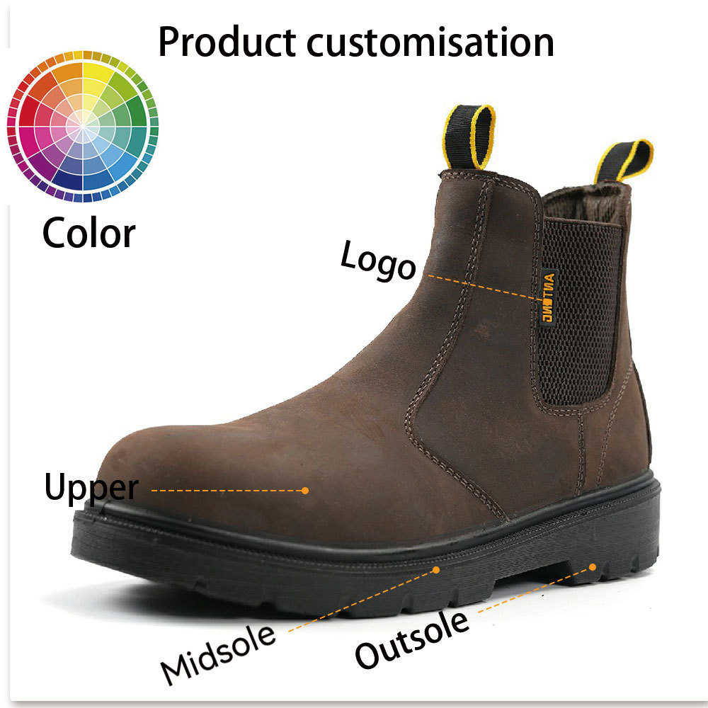 ANTENG Fashion Brown Safety Shoes  Woskman Breath Lining for Mining Safety Boots