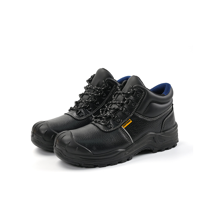 ANTENG PU Leather Safety Shoes Black Anti-Punture S1P Safety Shoes for Men