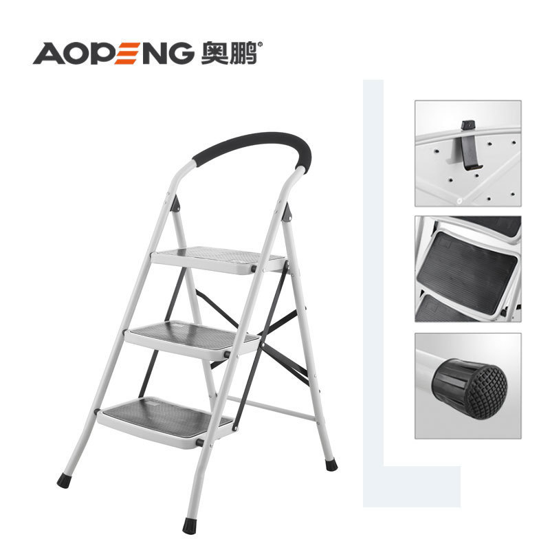 3 steps portable safety steel ladder for hospital folding step stool