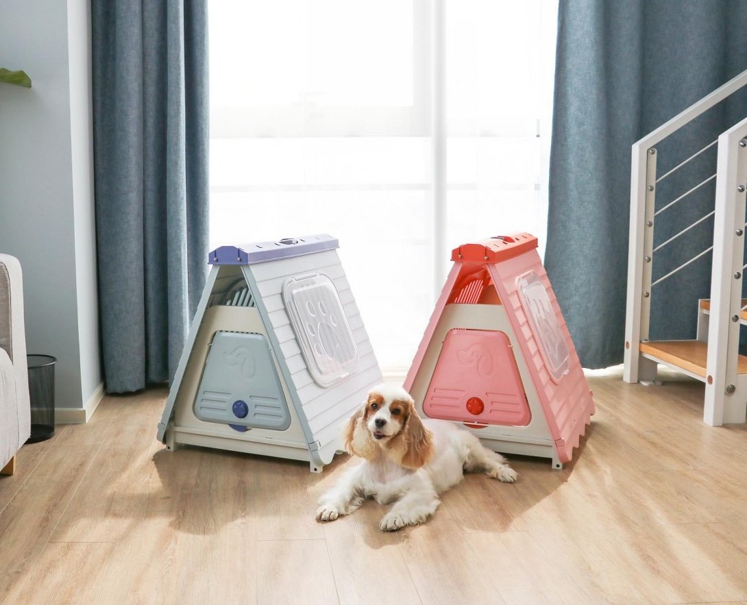 Plastic foldable dog kennel indoor and outdoor tent shape pet house