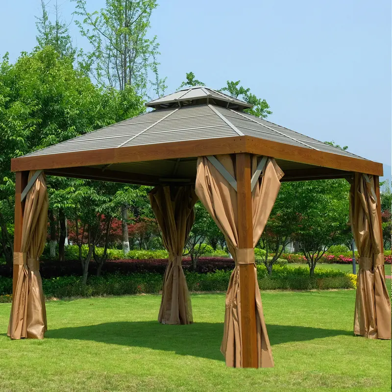 wood waterproof windproof hardtop outdoor street food picton corner gazebo marquee table exterieur imputrescible