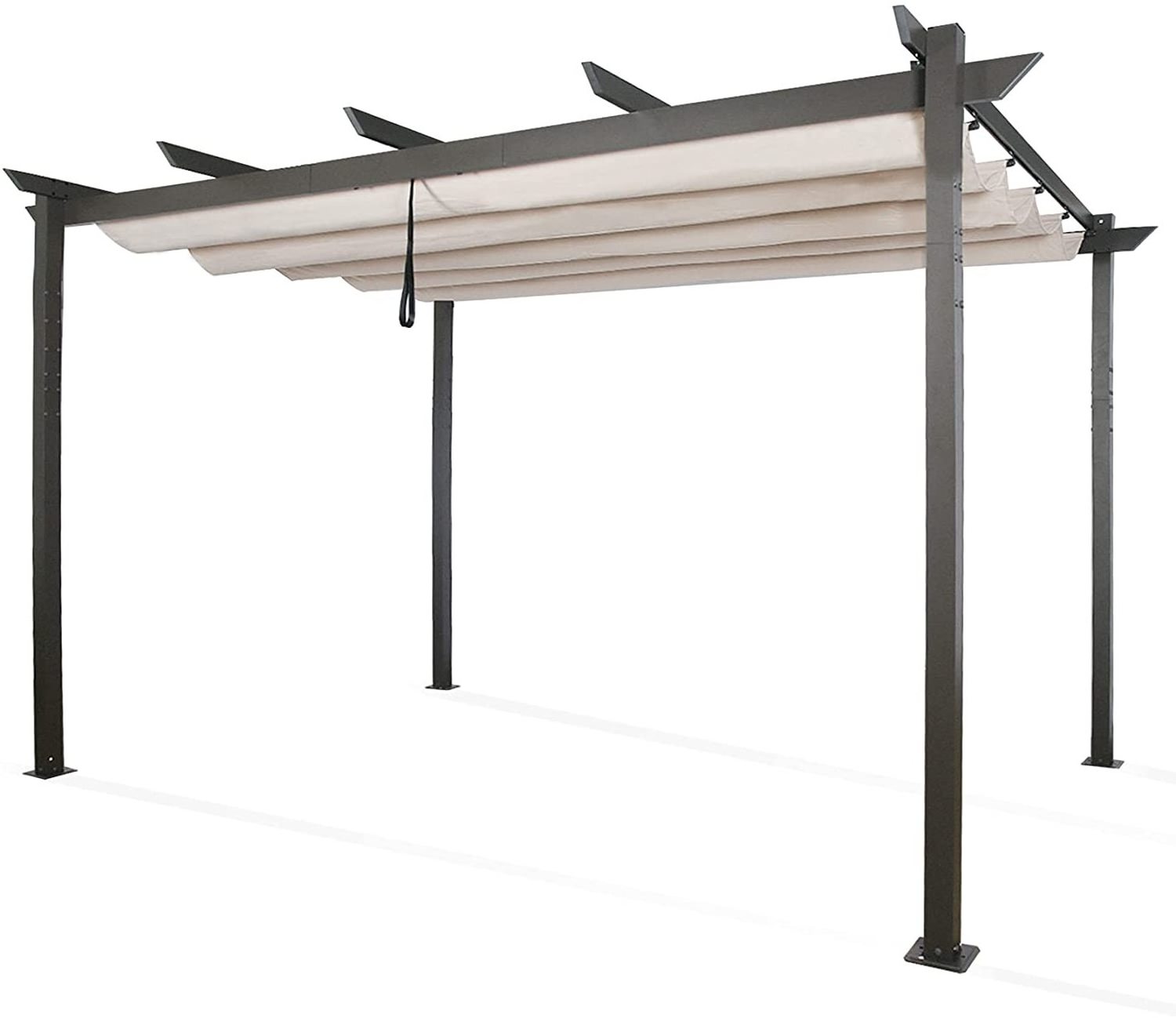 10 x 12 Retractable Pergola Metal Grape Trellis Gazebo with Adjustable Roof for Deck Patio Garden Yard