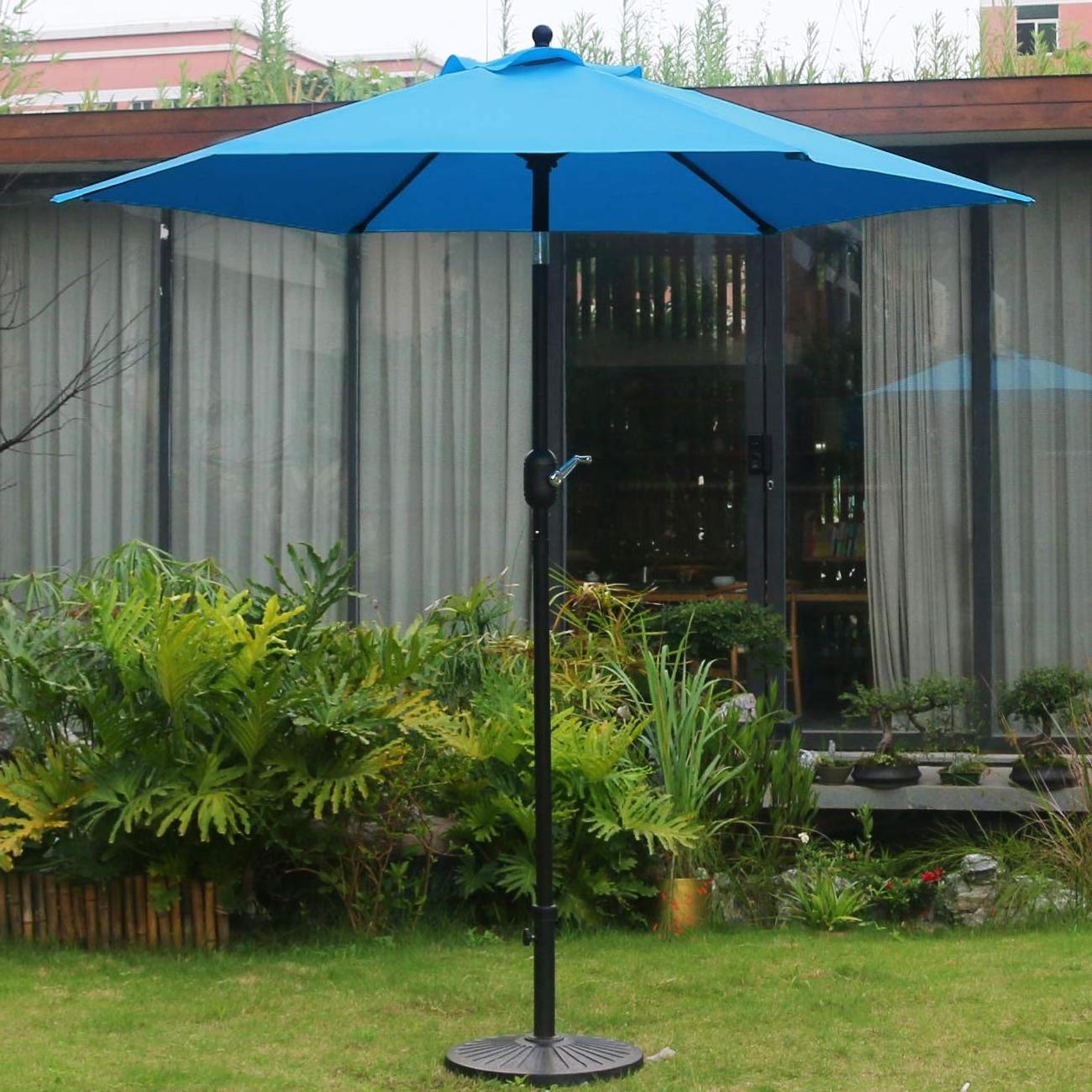 7.5' Patio Umbrella Outdoor Table Market Umbrella with Push Button With Tilt/Crank 6 Ribs for outdoor coffee restaurant