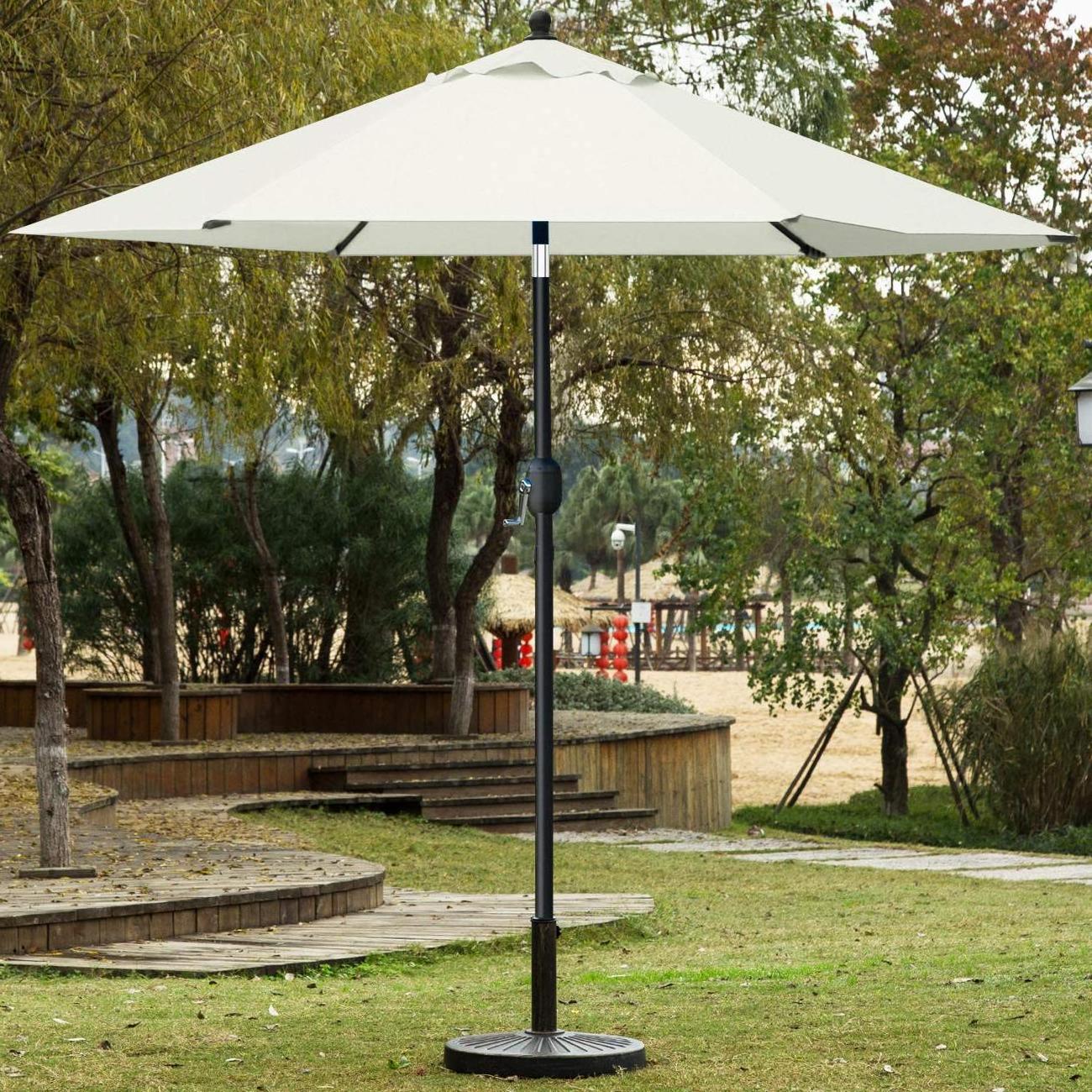 7.5' Patio Umbrella Outdoor Table Market Umbrella with Push Button With Tilt/Crank 6 Ribs for outdoor coffee restaurant