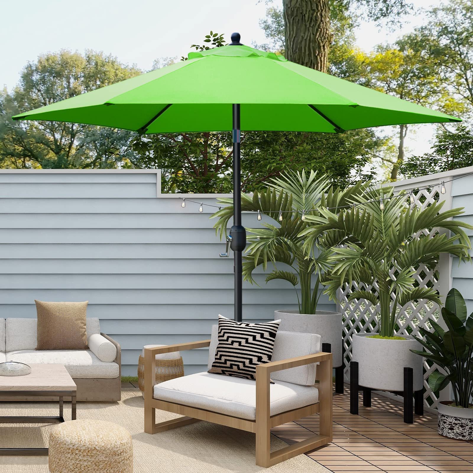 7.5' Patio Umbrella Outdoor Table Market Umbrella with Push Button With Tilt/Crank 6 Ribs for outdoor coffee restaurant