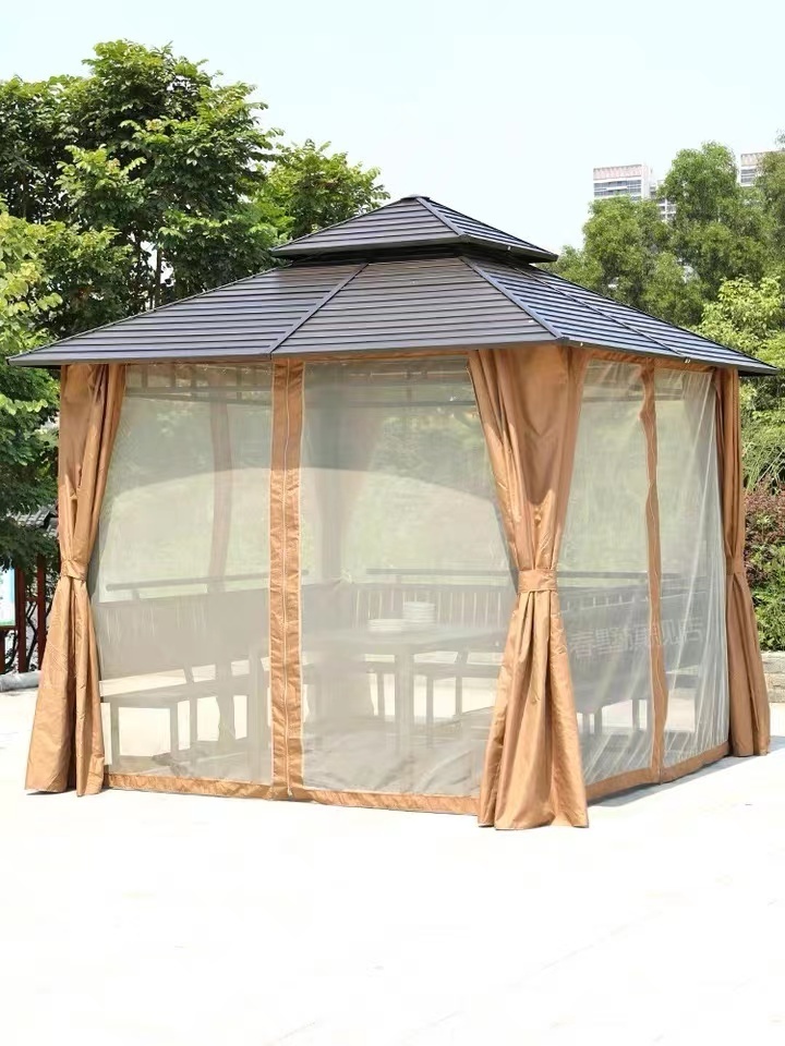 Cheap Sun Shade Square Black Iron Canopy Metal Roof Frame Garden Canopy Gazebo Outdoor