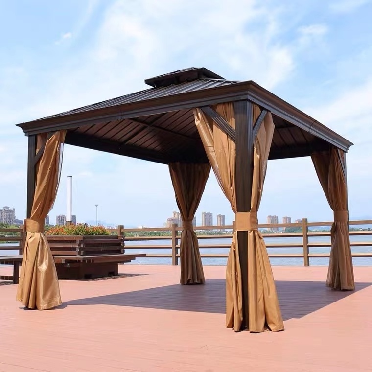 Big Size Hardtop Roof AluminiumGarden Iron Gazebo Trade Metal Patio Gazebo Gazebo And Netting For Outdoor Garden BBQ