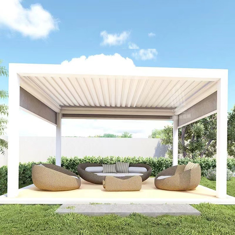 Aluminum alloy electric flip louver gazebo courtyard outdoor garden shade rolling curtain custom landscape pavilion