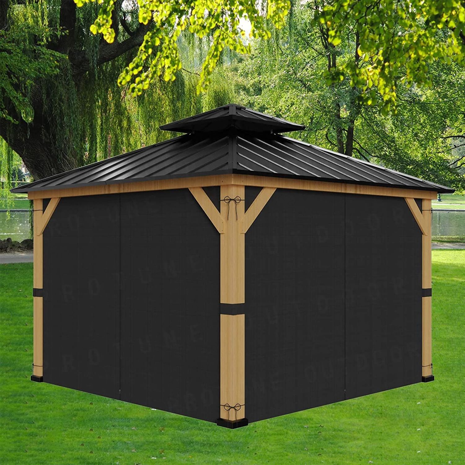 10 'x 12' gazebo Curtains with Privacy Side Wall Set 4 Panels Universal Replacement Lampshade Set to protect side walls