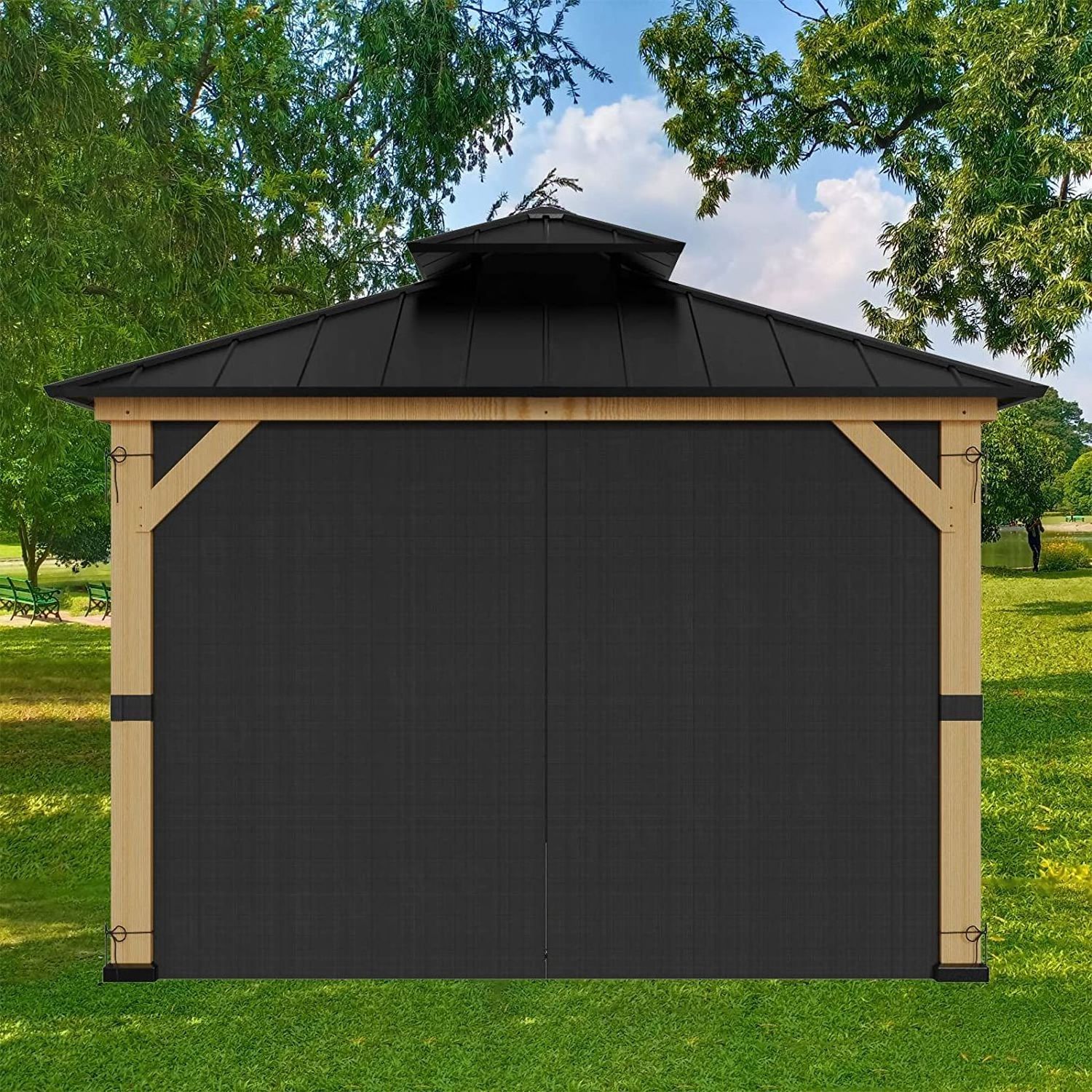 10 'x 12' gazebo Curtains with Privacy Side Wall Set 4 Panels Universal Replacement Lampshade Set to protect side walls