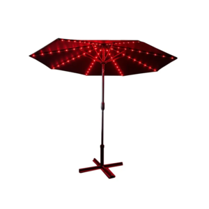 Modern round Solar Umbrella Anti-UV Sun Protection Parasol with LED Light Wholesale Waterproof Outdoor Parasol for Hotels