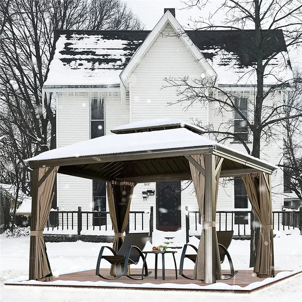 Wholesale 10x12ft pop up patio waterproof soft top metal roof frame garden canopy gazebo with sides