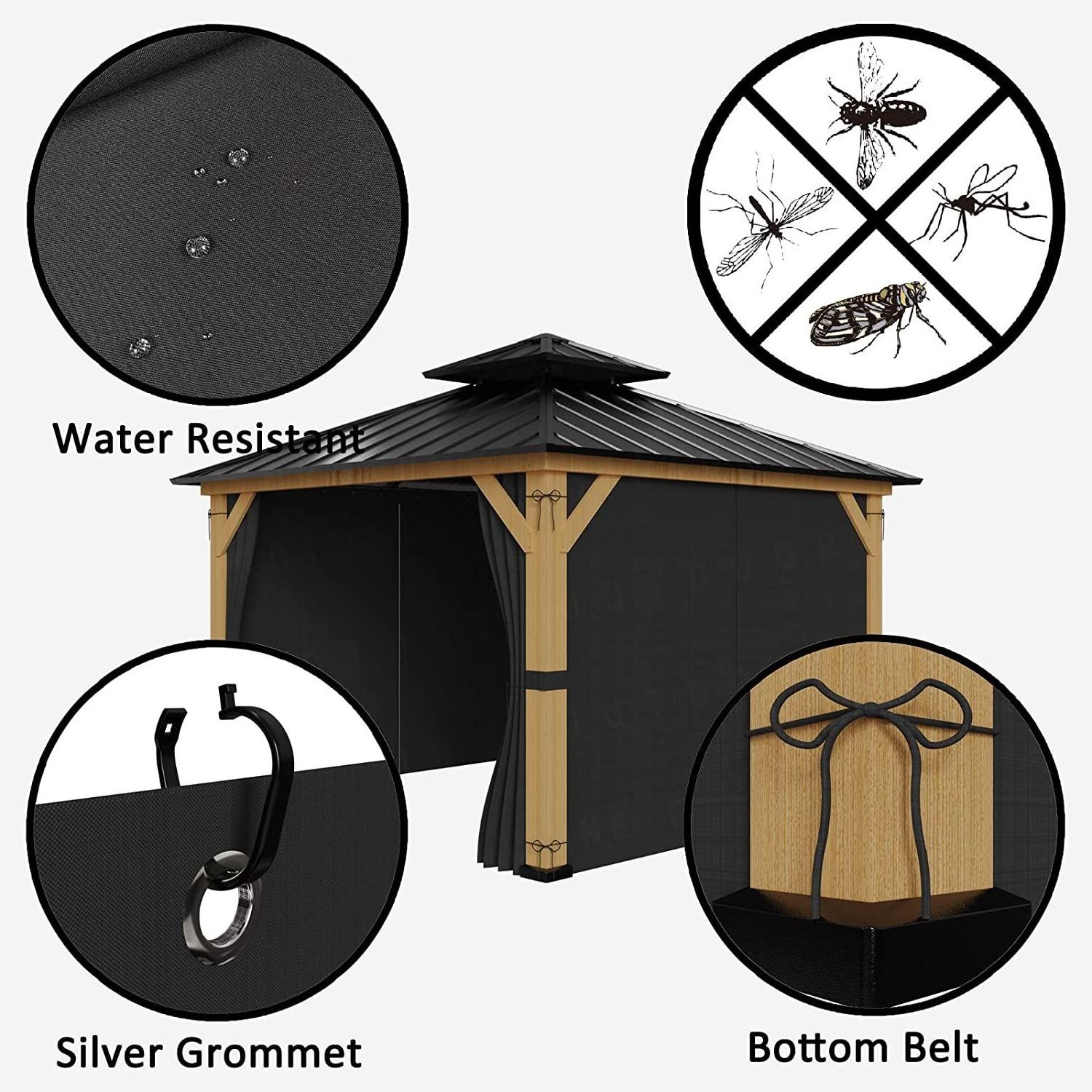 Factory Direct Luxury 10x12 10x10 Waterproof Aluminum Wood Grain Tent with Steel Curtain Metal Frame for Outdoor Use