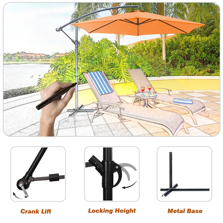 Custom Beach Banana Umbrella parasol umbrellas garden umbrella outdoor with base UV50+ wholesale ready to ship in stock order