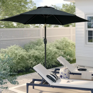 Customize Hotels Garden Agritourism Cottage Outdoor Furniture Parasol Olefin Fabric Aluminum Auto Tilt black Patio Umbrella