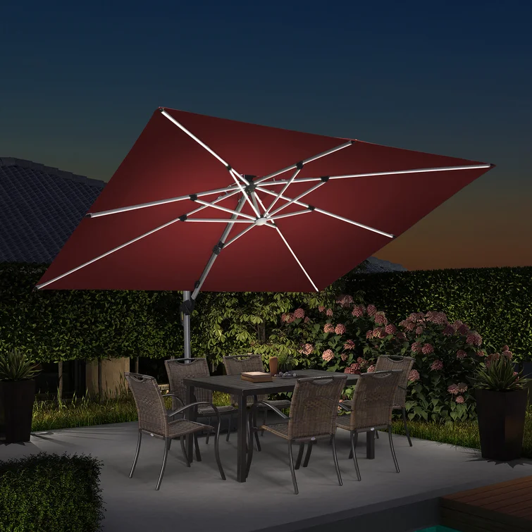 Wholesale Big Sizecantilever Parasol Folded with Led Umbrellas for Terrace Rest Umbrella Metal Carton Package Outdoor Furniture