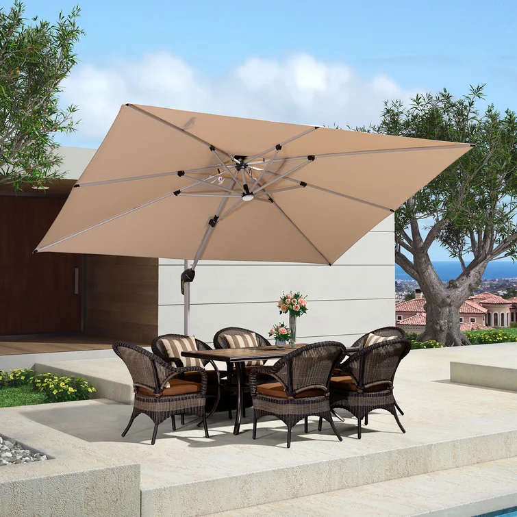 Outdoor Rectangle Large Cantilever Umbrella Windproof Offset Heavy Duty Sun Umbrella for Garden