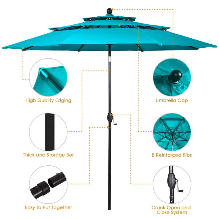 Quick Response High Quality Sun Umbrella Aluminum Frame round Beach Beer Umbrella Waterproof Print Pattern for Outdoor Work