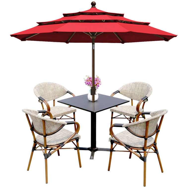 High-End Commercial Twist-Tilt Luxury Garden Umbrella Three-Layer Pagoda Parasol for Beach and Outdoor Shading New Design