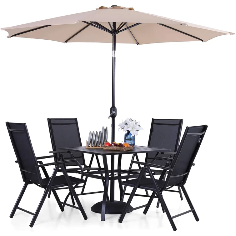 High Quality 9Ft  Market Sun umbrella Patio Umbrella Outdoor Table Umbrella with Ventilation, Heather Beige