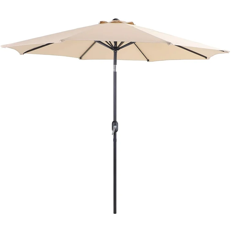 High Quality 9Ft  Market Sun umbrella Patio Umbrella Outdoor Table Umbrella with Ventilation, Heather Beige