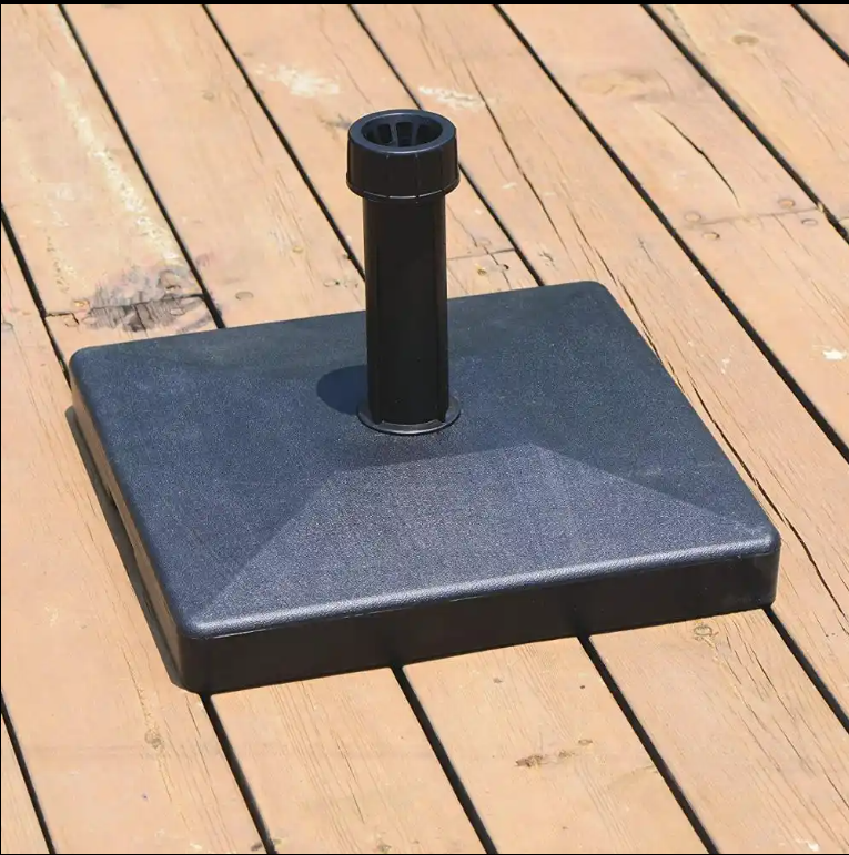 Patio Concrete Square Umbrella Base Holder New Heavy Duty Weatherproof Black Umbrella Base Made of PE and Filled with Concrete