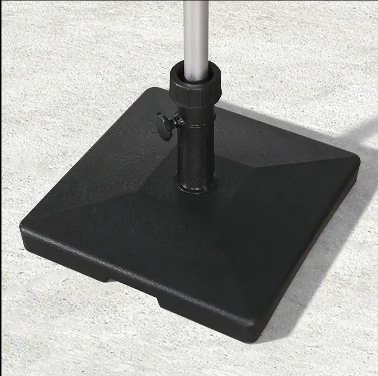 Patio Concrete Square Umbrella Base Holder New Heavy Duty Weatherproof Black Umbrella Base Made of PE and Filled with Concrete